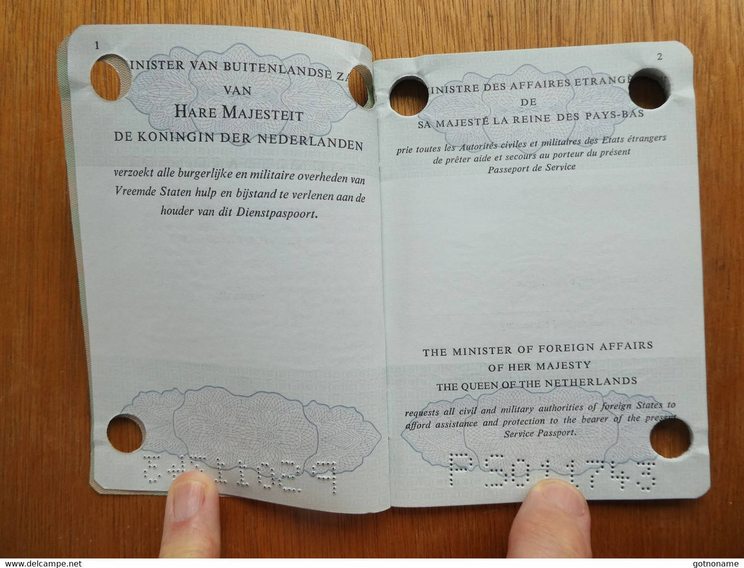 Passeport, Passport De Service, Dienstpassport 1968, NL Néerlandais, Vierge - Documents Historiques