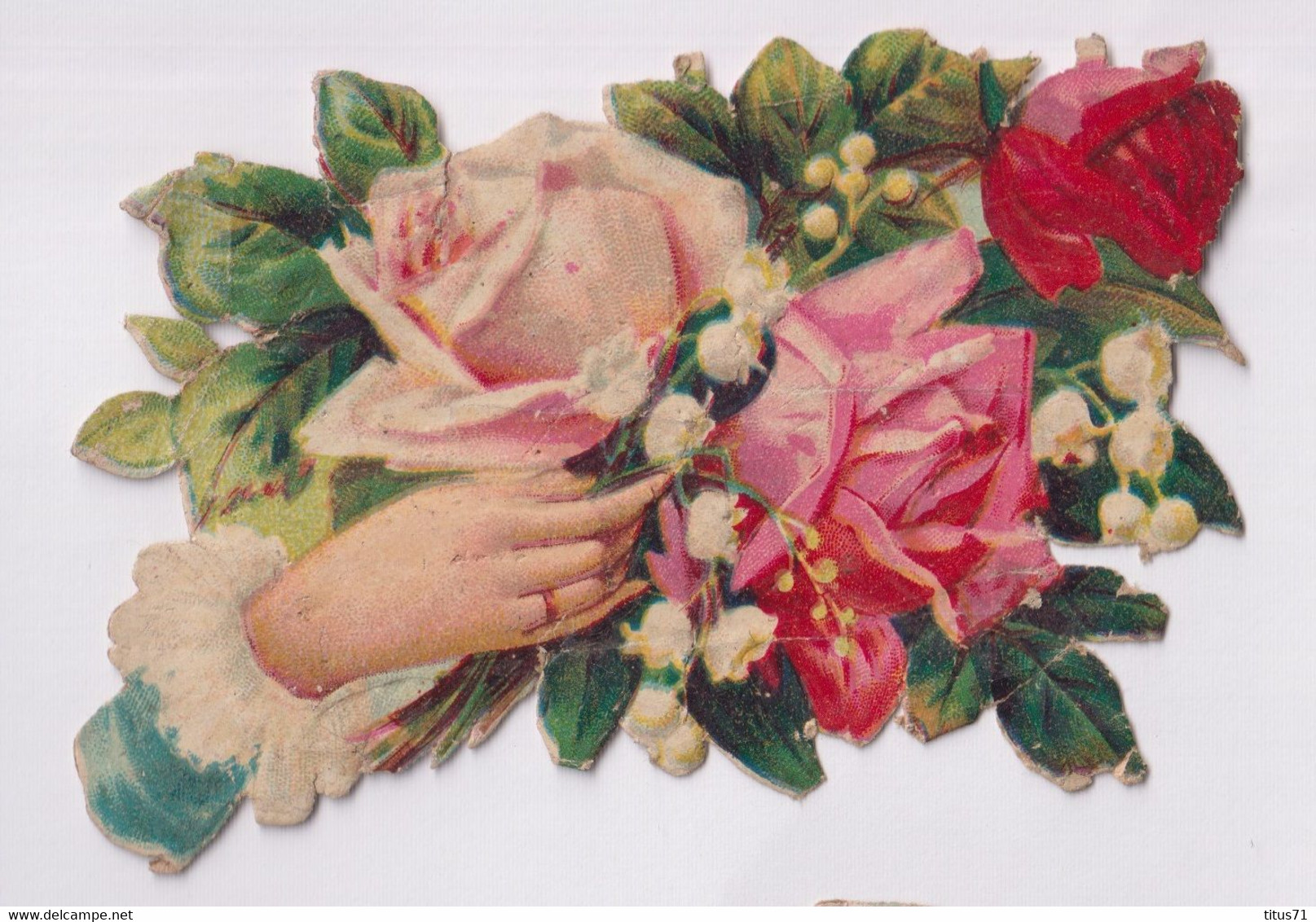 Découpi Chromo Roses Et Muguet - 7 X 11 Cm - Fleurs