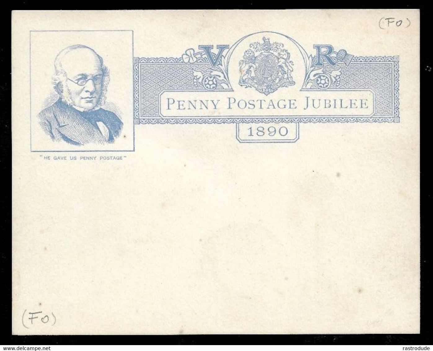 1890 VICTORIA - PENNY POSTAGE JUBILEE PC - SIR ROWLAND HILL  - UNUSED - Storia Postale