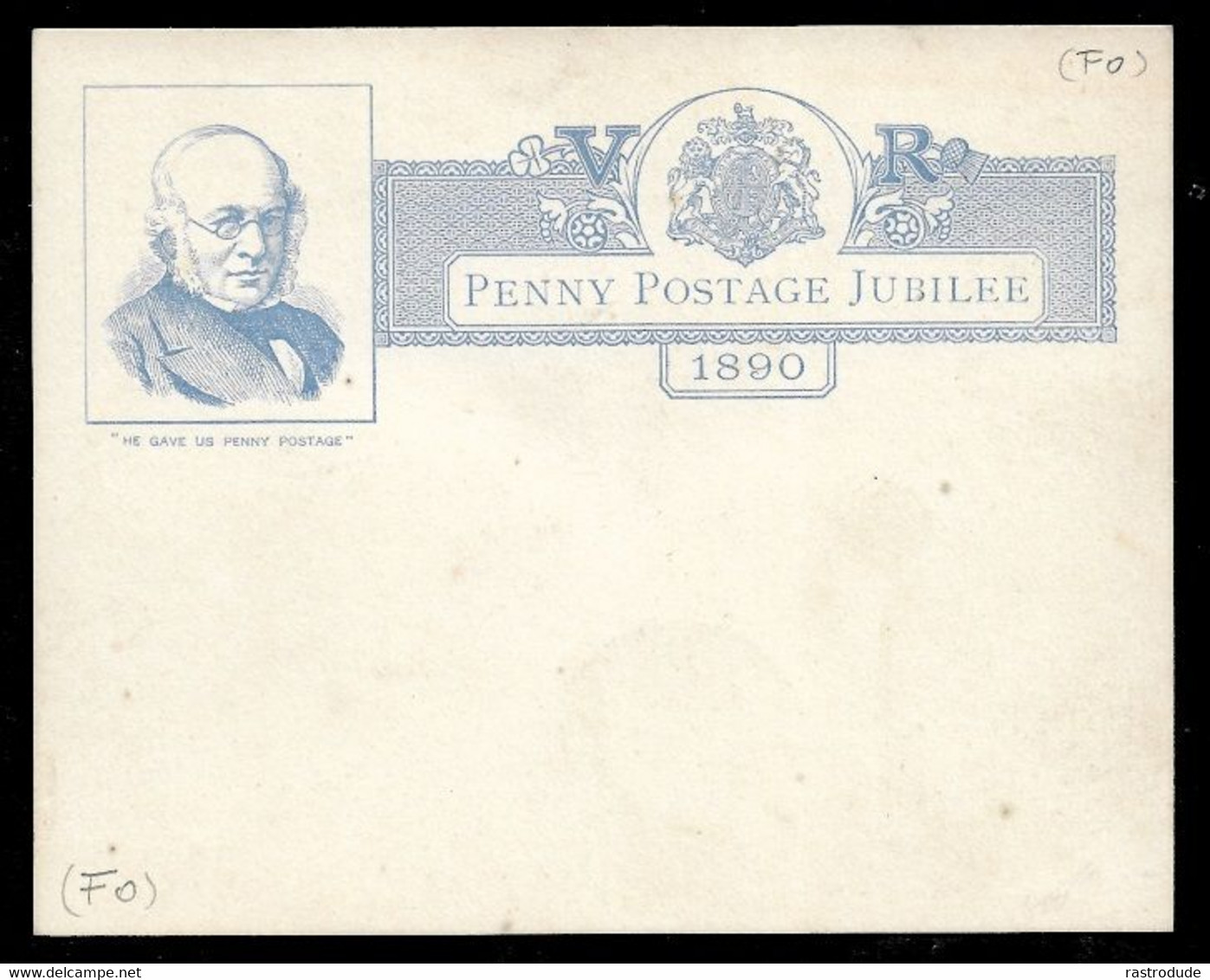 1890 VICTORIA - PENNY POSTAGE JUBILEE PC - SIR ROWLAND HILL  - UNUSED - Marcophilie