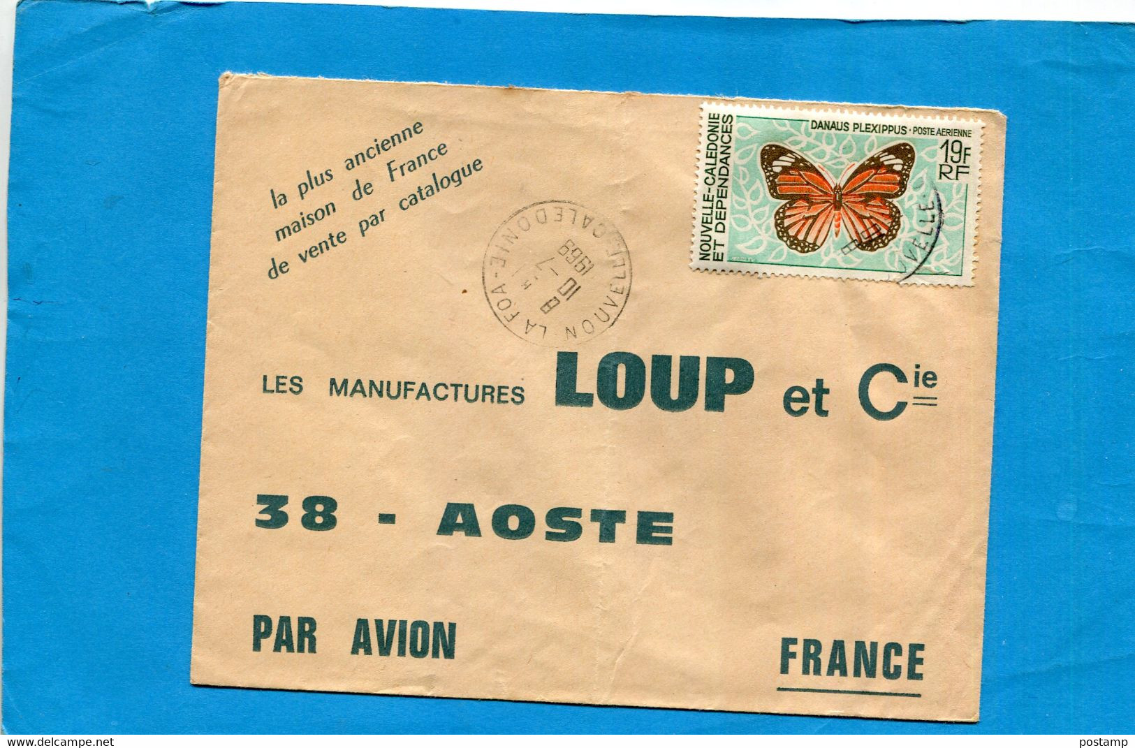 Marcophilie-Nouvelle Calédonie-Lettre>Françe-cad La Foa1969-stampsN° A92 Butterfly-papillon Danaus - Briefe U. Dokumente