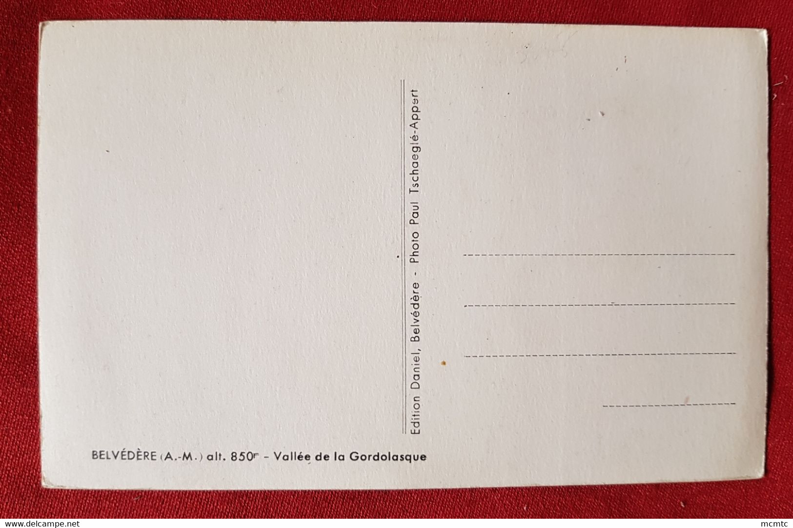 Carte - Belvédère  -( A.-M.) - Vallée De La Gordolasque - Belvédère