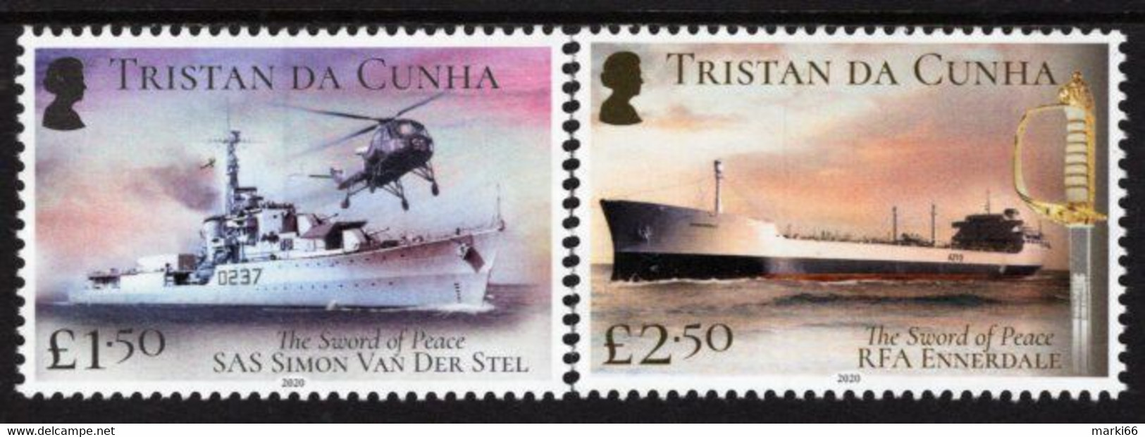 Tristan Da Cunha - 2020 - Sword Of Peace - Navy Vessels - Mint Stamp Set - Tristan Da Cunha