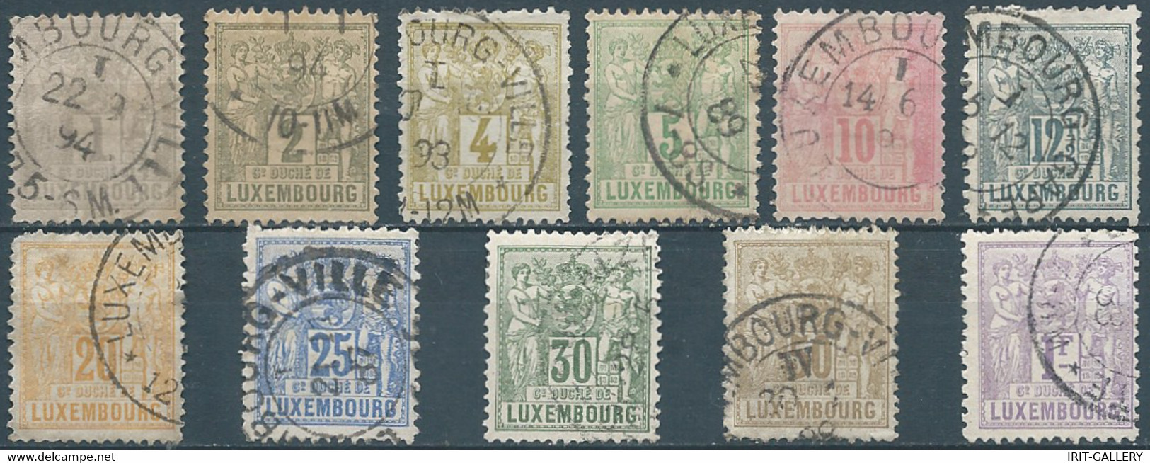 Lussemburgo - Luxembourg - 1882 Definitive Issue,1C-2C-4C-5C-10C-12½C-20C-30C-50C-1Fr,Oblitérée,Value:€90,00 - 1882 Allegory