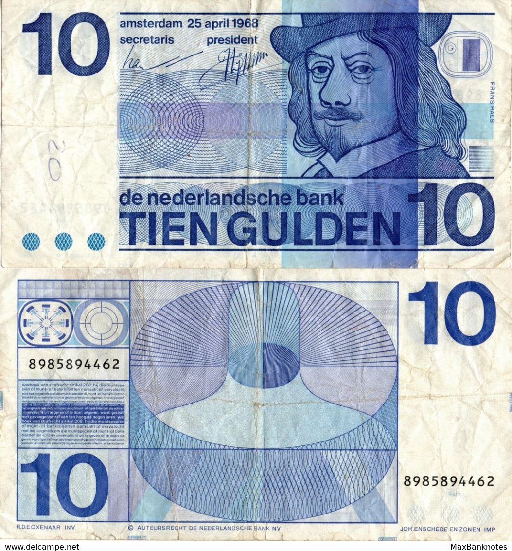 Netherlands / 10 Gulden / 1968 / P-91(a) / VF - 10 Florín Holandés (gulden)