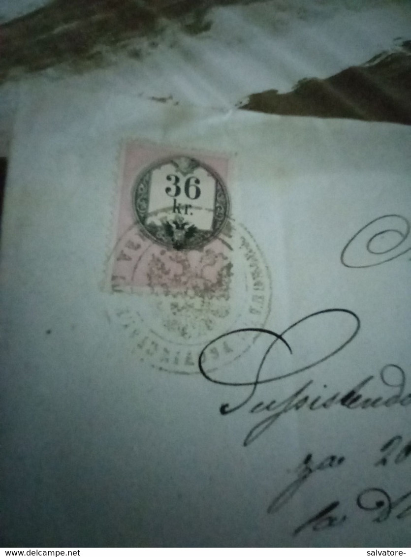 MARCA DA BOLLO 36 SOLDI 1865 SU DOCUMENTO - Fiscali