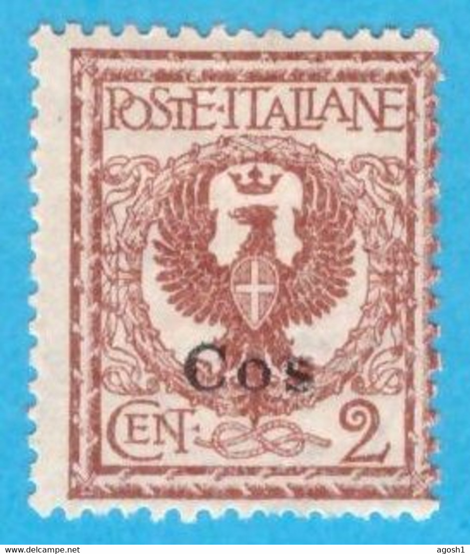 EGCO001 EGEO COO 1912 FBL D'ITALIA SOPRASTAMPATI COS CENT 2 SASSONE NR 1 NUOVO MLH * - Ägäis (Coo)