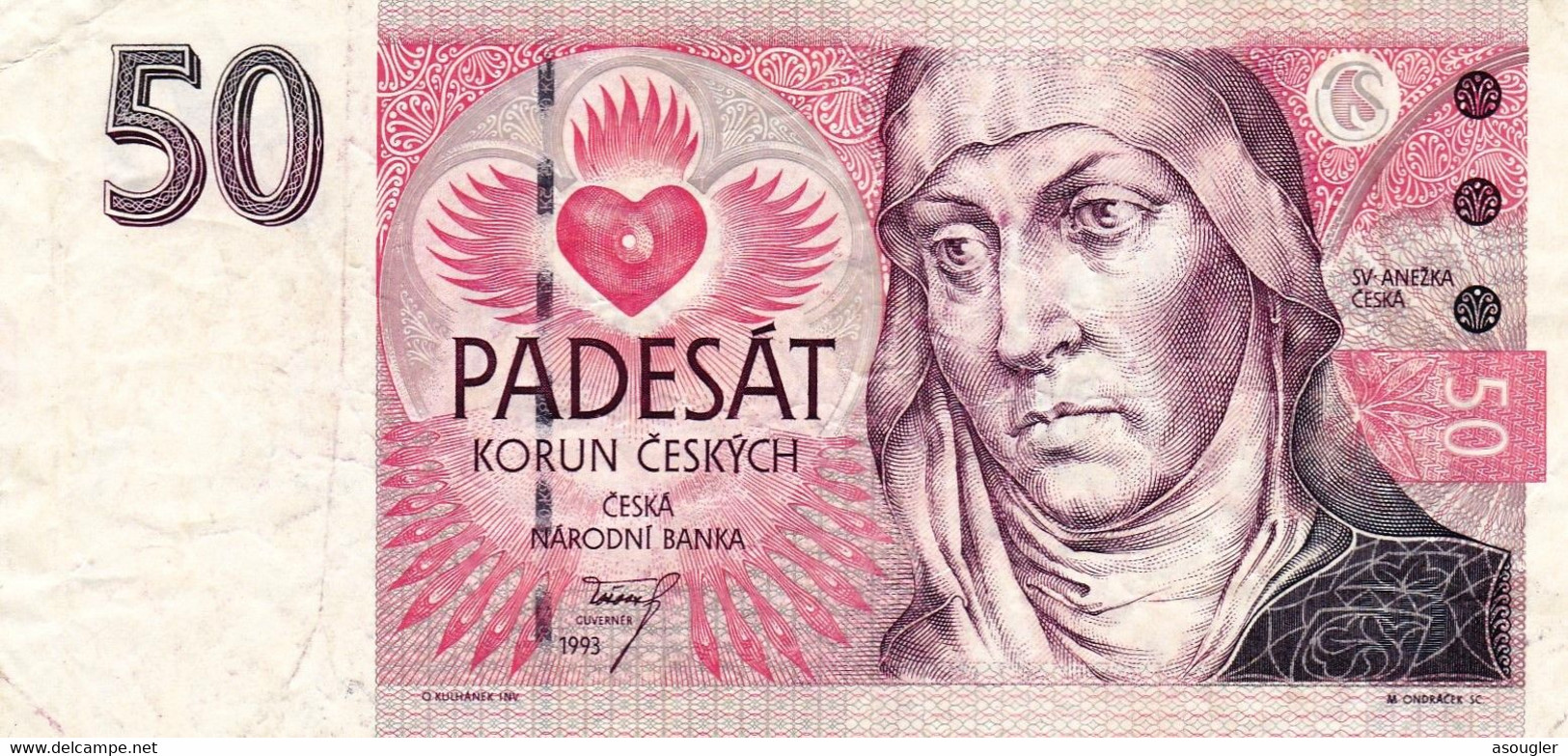 Czech Republic 50 Korun 1993 VF P-4a "free Shipping Via Regular Air Mail (buyer Risk)" - República Checa