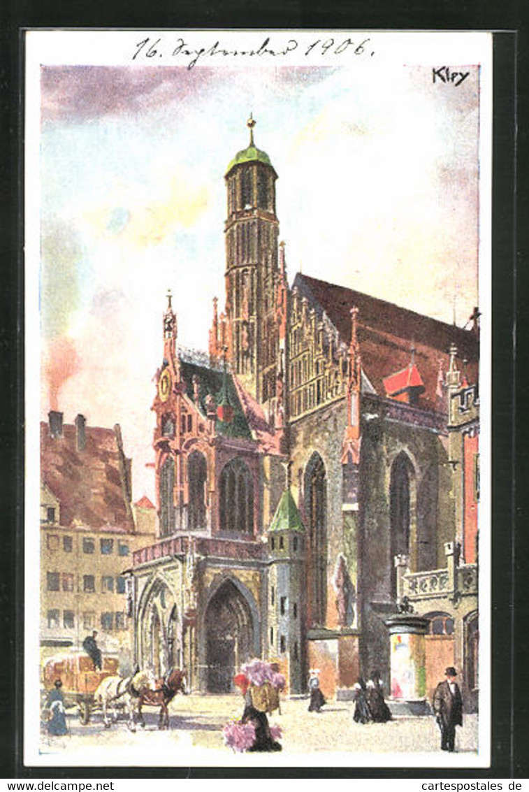 Künstler-AK Heinrich Kley: Nürnberg, Passanten Vor Der Frauenkirche - Kley