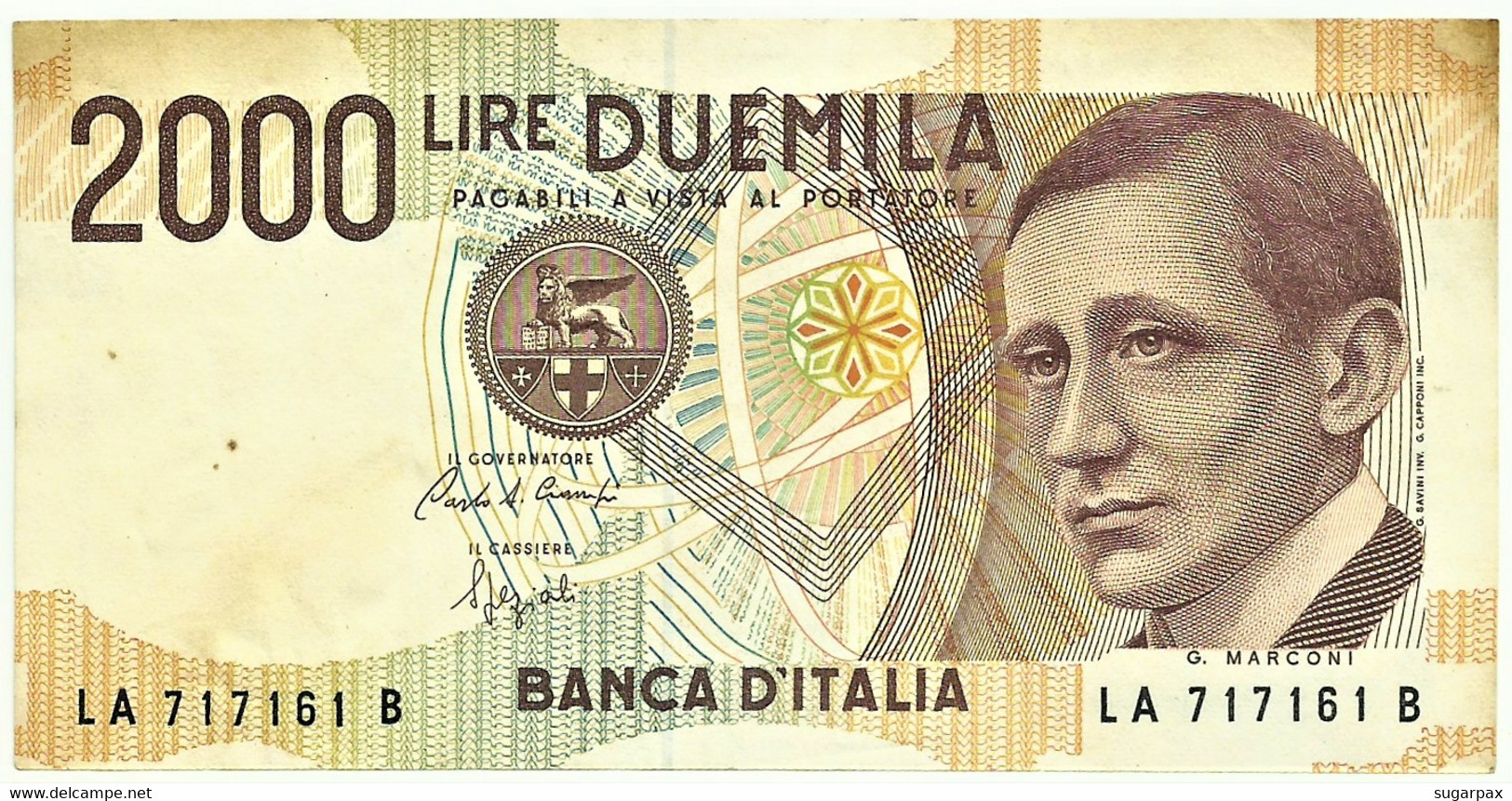 Italia - 2000 Lire - D. 1990 - Pick: 115 - Serie LA - G. Marconi - 2000 Lire