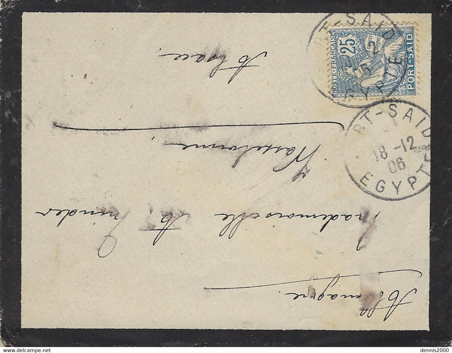 1904- Petit Enveloppe De Deuil Affr. 25 C Mouchon Y & T N°28 Oblit. PORT SAÏD / EGYPTE  Pour L'Alsace ( Allemande ) - Covers & Documents