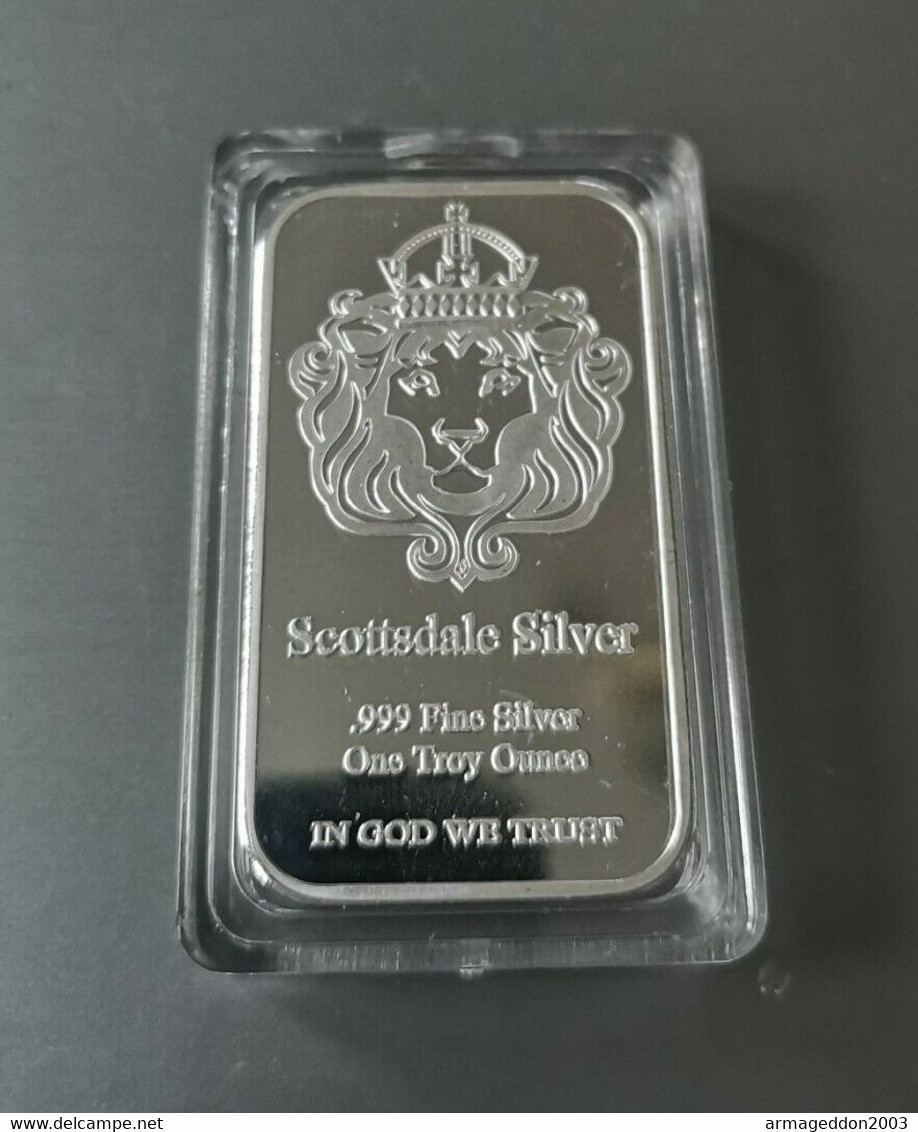 Barre Scottsdale Silver Tete De Lion / 1 Oz 999 Fini Silver Neuve En Capsule 31G - Sonstige & Ohne Zuordnung