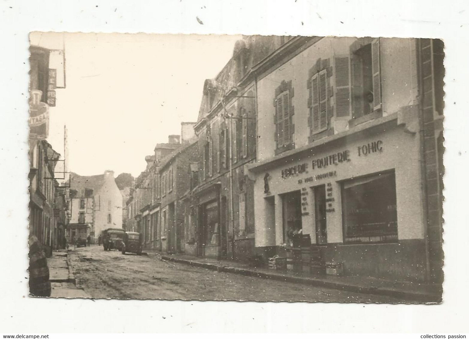 Cp , 56 , LOCMINE , Rue Du Pont , Vierge , Ed. Cadieu , épicerie Fruiterie TOHIC , Commerce , Automobiles - Locmine