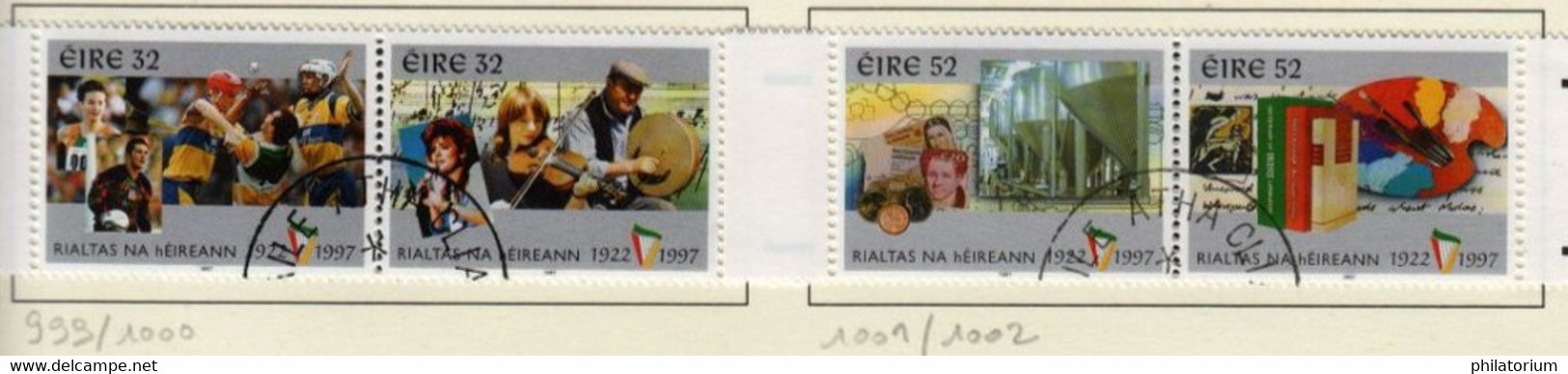 Irlande O N° Yv 999, 1000, 1001, 1002; Mi 996, 997, 998, 999; SG 1112a, 1114a. - Used Stamps