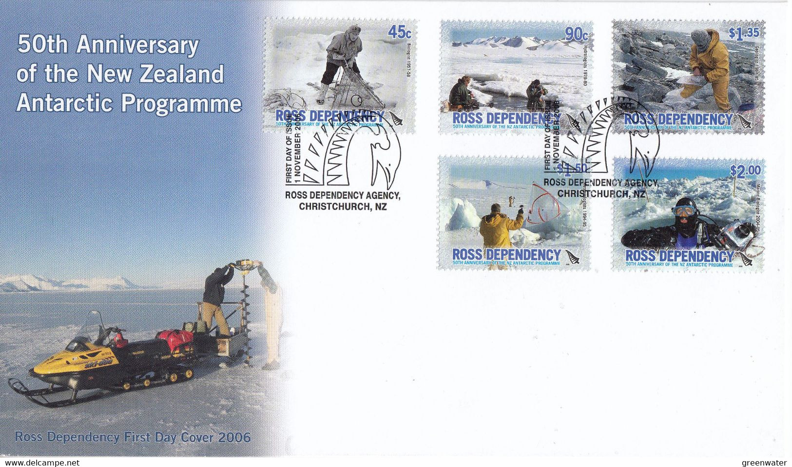 Ross Dependency 2006 50th Ann. New Zealand Antarctic Programme 5v FDC (F8686) - FDC