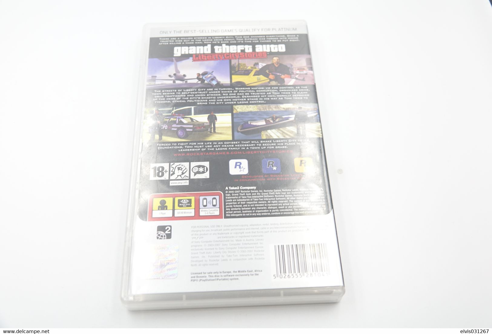 SONY PLAYSTATION PORTABLE PSP : GRAND THEFT AUTO GTA LIBERTY CITY STORIES PLATINUM - ROCKSTAR - PSP