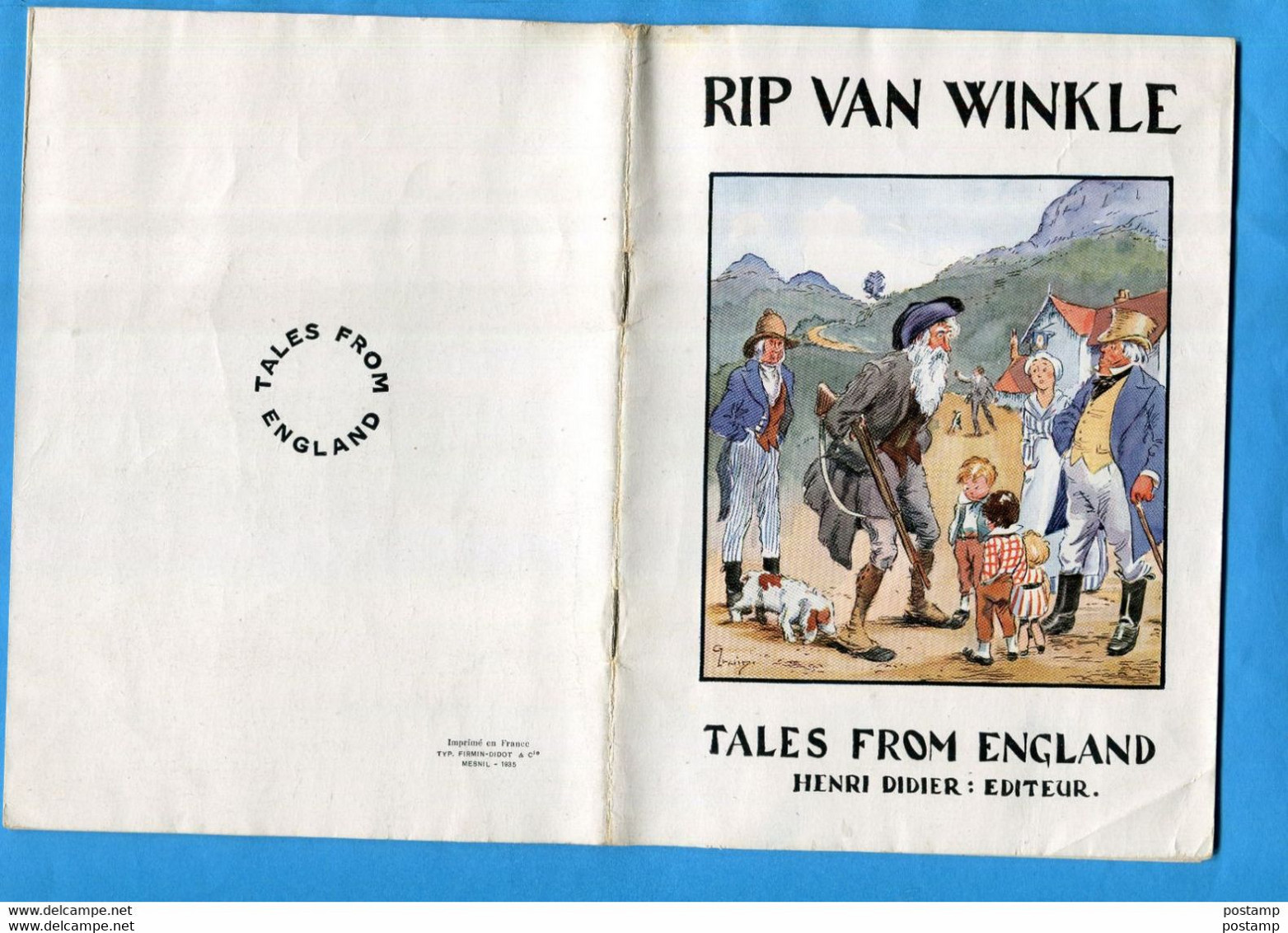 RIP VAN WINKLE-Tales From England-abridged And Simplified S ABRY-Illustrated G WIRWIN-13 Illustraions-1935 - Picture Books