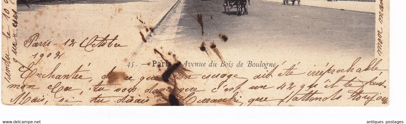 Carte Postale 1902 Mouchon Paris Rue Lafayette Pour Bar Sur Aube Avenue Du Bois De Boulogne Arc De Triomphe - 1900-02 Mouchon