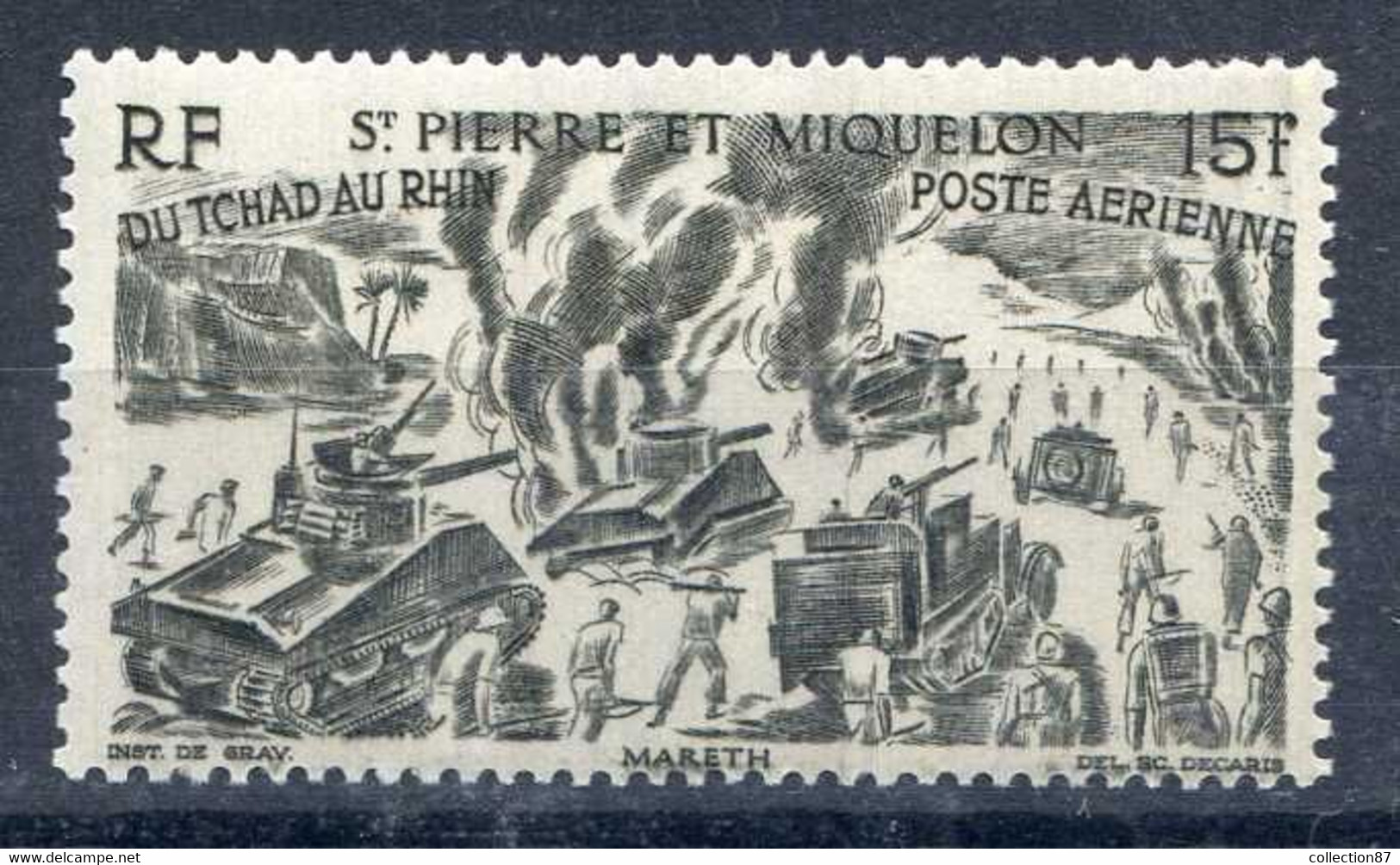 SAINT PIERRE Et MIQUELON - PA 14 * < TCHAD Au RHIN 1946 - CHAR  TANK - 1946 Tchad Au Rhin