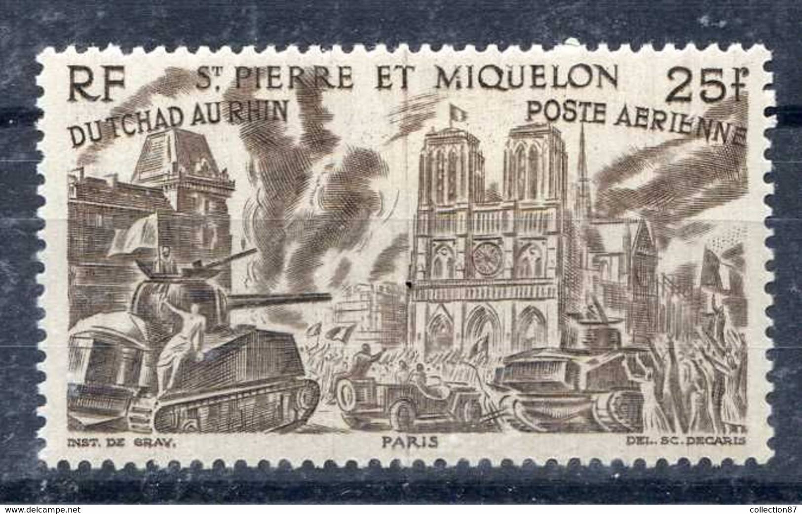 SAINT PIERRE Et MIQUELON - PA 16 * < TCHAD Au RHIN 1946 - CHAR  TANK  JEEP - 1946 Tchad Au Rhin