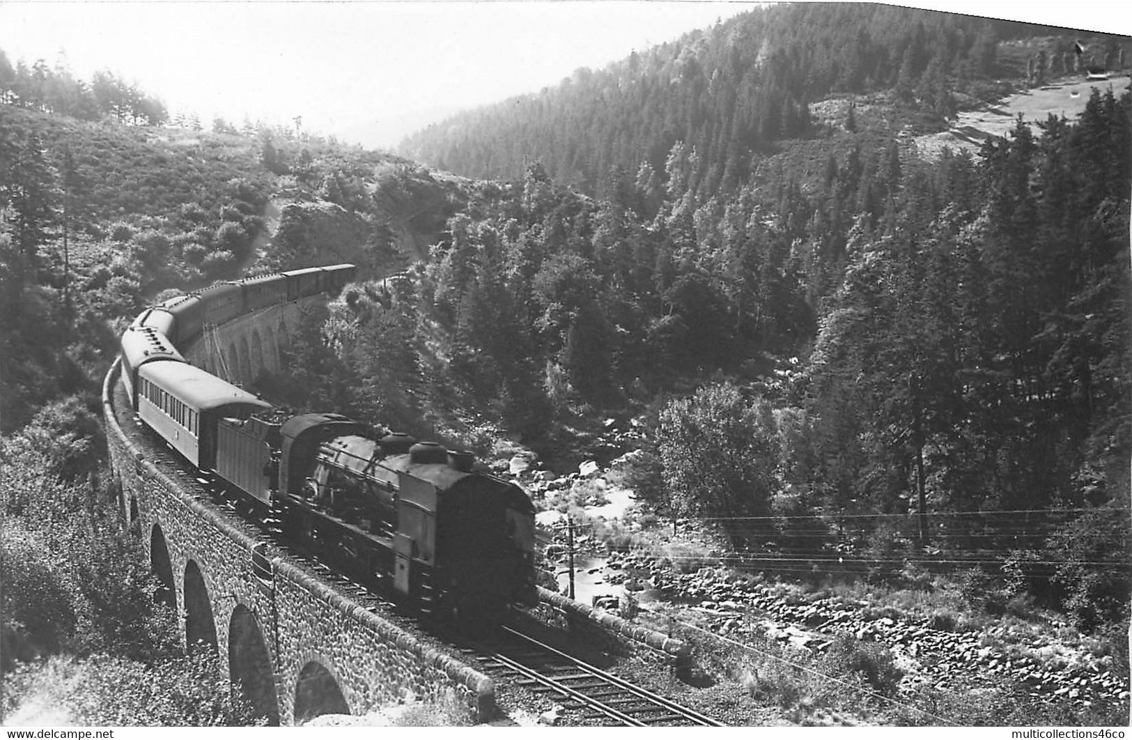 100721 - TRANSPORT CHEMIN DE FER TRAIN LOCO - PHOTO 43 Viaduc Du Bois De Laine Rauret LANGOGNE JONCHERES 111H - Altri & Non Classificati