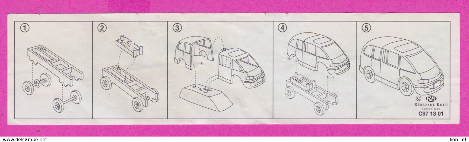 264420 /  Instruction Kinder Surprise - C97 13 01 -  RK Rübezahl Koch Schokoladen , CAR MICROBUS  13.0 X 3.2 Cm. - Istruzioni