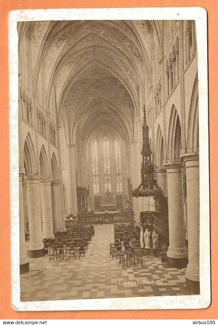 PHOTO FIN XIX ème SIECLE - BELGIQUE LIEGE INTÉRIEUR DE L'ÉGLISE SAINT PAUL - Old (before 1900)