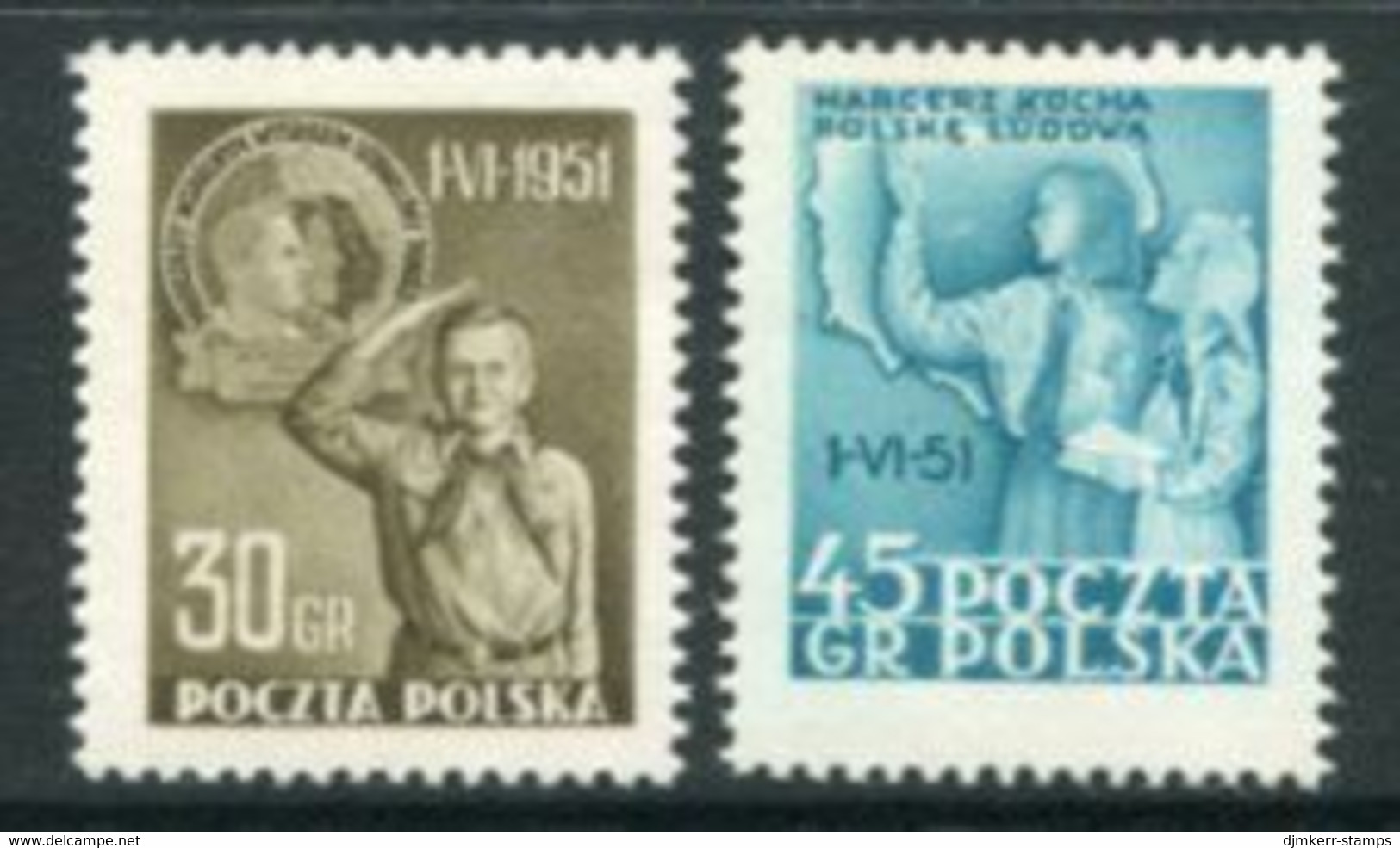 POLAND 1951 Children's Day MNH / **.  Michel 688-89 - Unused Stamps
