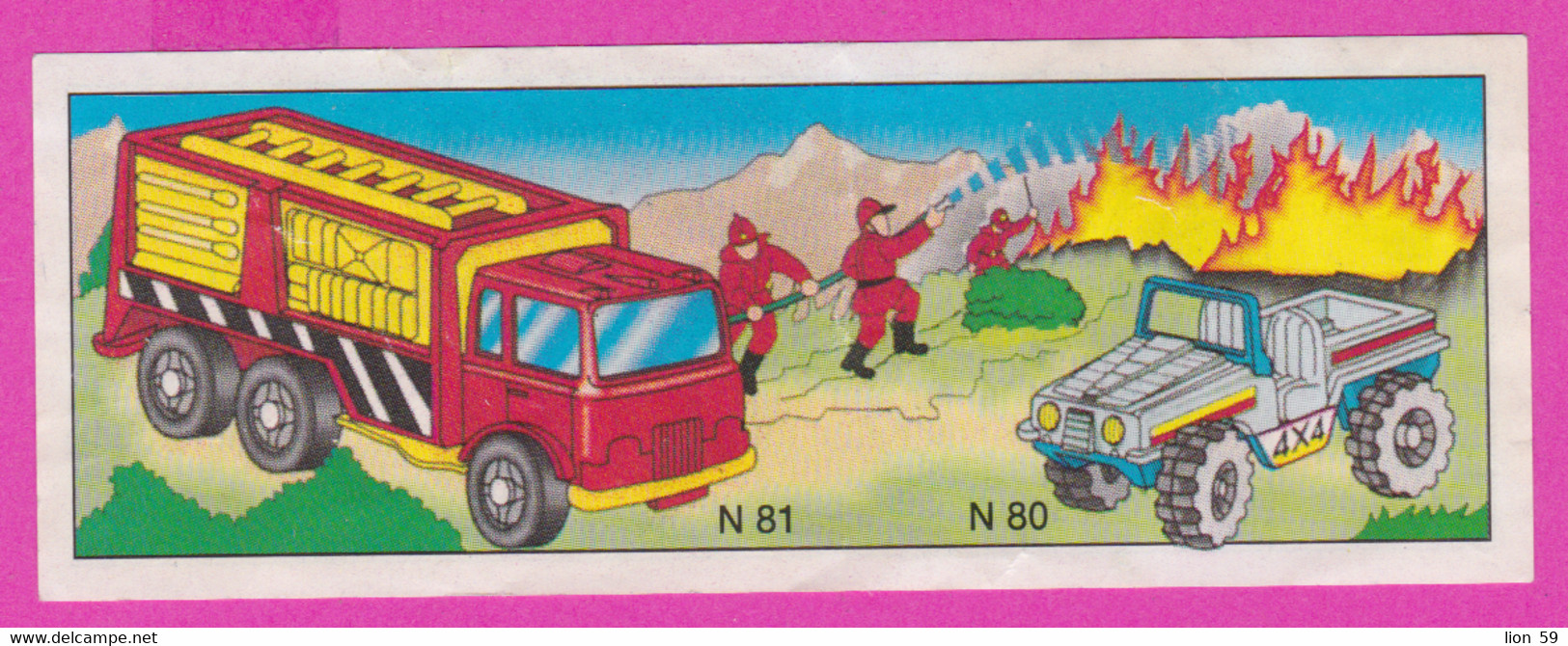264434 /  Instruction Kinder Surprise - N 80  Car 4x4 + N 81 Fire Department And Firefighters ,  9.6 X 3.5 Cm. - Istruzioni