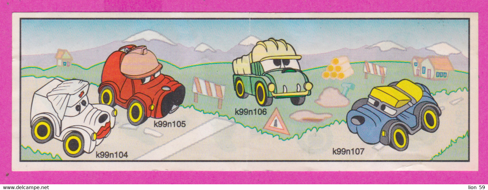 264437 /  Instruction Kinder Surprise - K99n107 Car Dog + K99n104 Woman+k99n105+k99n106 Truck , 9.7 X 3.3 Cm. - Istruzioni