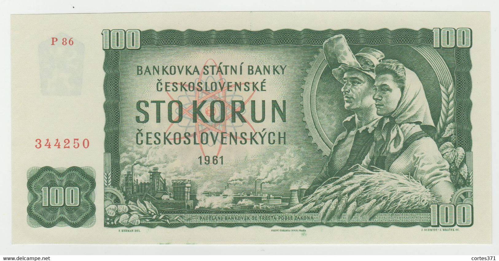 Czechoslovakia 100 Korun 1961 P-91e UNC - Czechoslovakia