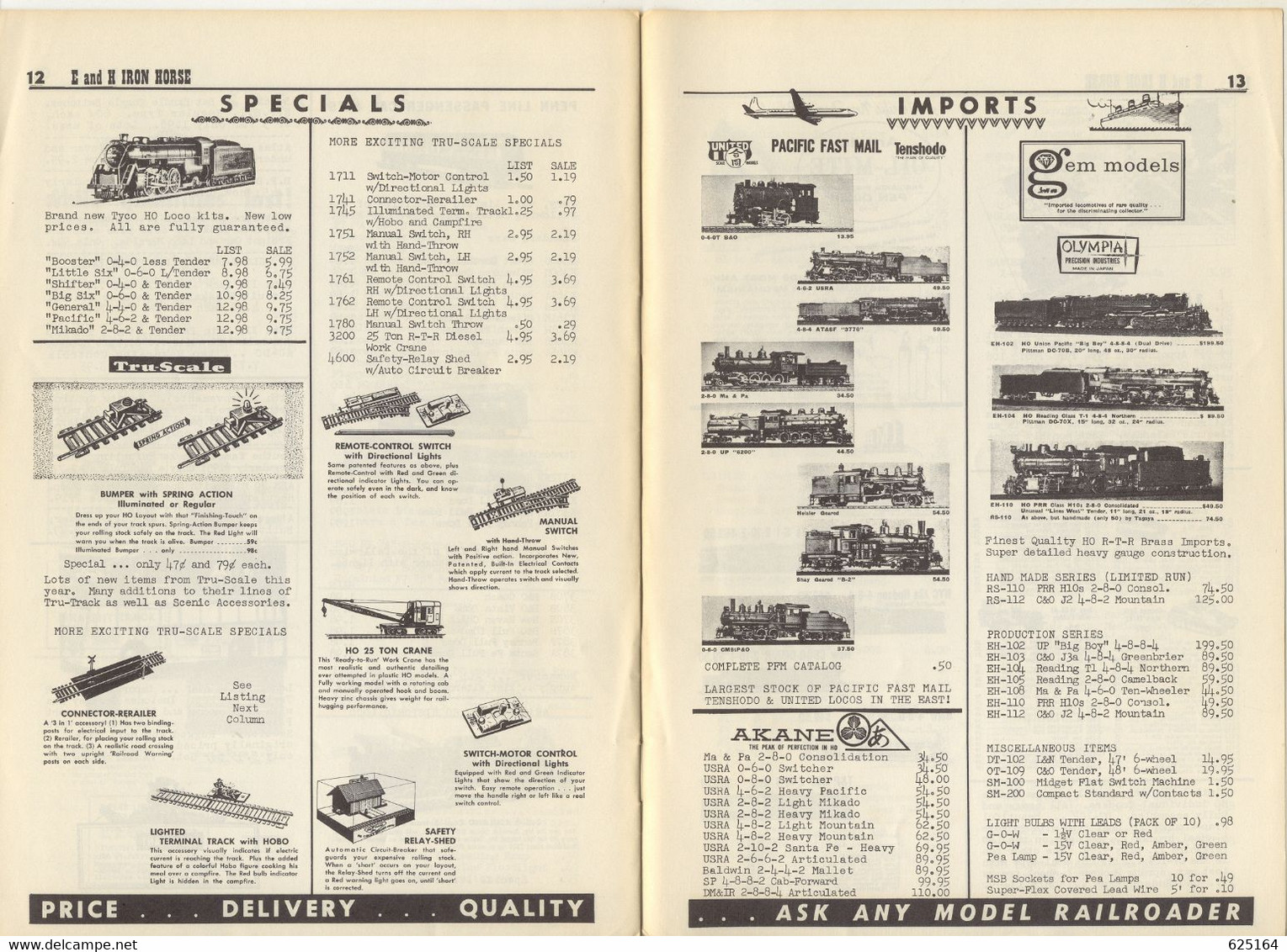 Catalogue E And H IRON HORSE 1964 April-May Digest Mantua PFM Akane - Englisch