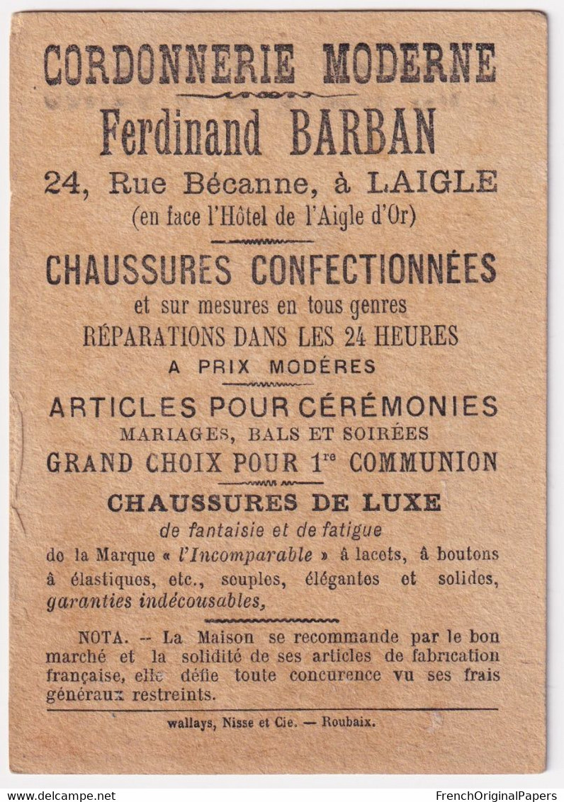 Chromo Cordonerie Ferdinand Barban à Laigle L'Aigle - Militaria Armée Caserne Mollusque Escargot Cantonnier A53-69 - Altri & Non Classificati