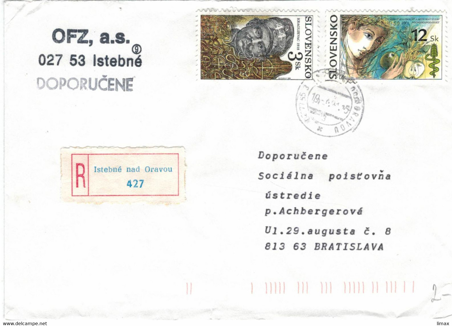 Reko-Brief Istebne Nad Oravou > Bratislava - Apfel Nahrung Lebensmittel Gesundheit - Lettres & Documents