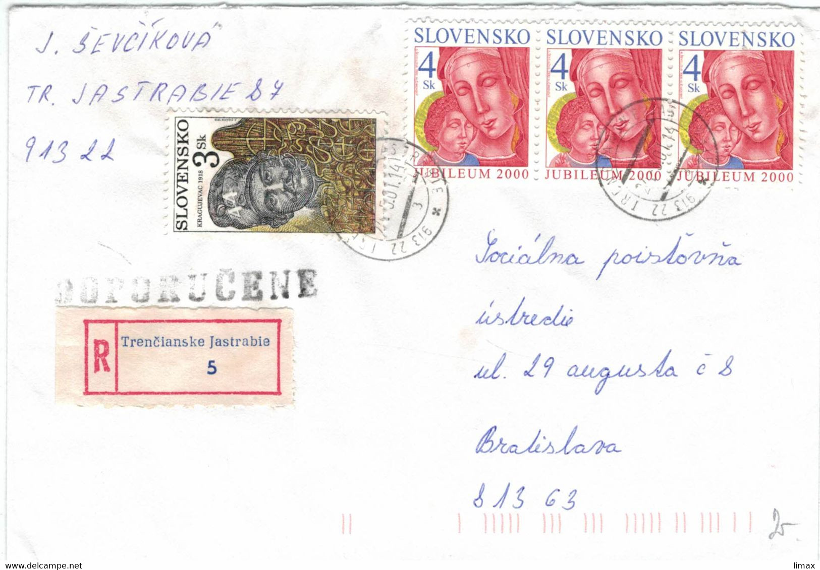 Reko-Brief Trencianske Jastrabie 2001 Jubiläum 2000 - Storia Postale