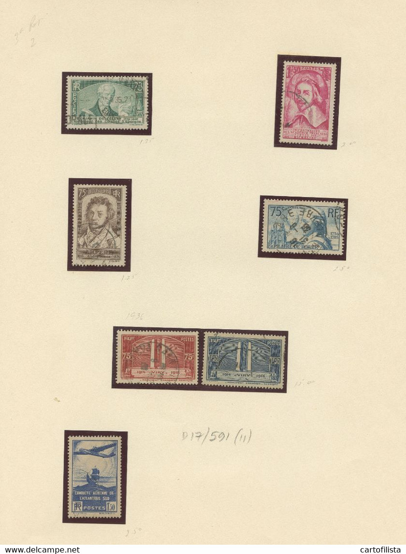 Used Stamps, Lot, FRANCE, Miscellaneous, Divers, 1929 To 1974  (Lot 591) - 11 Scans - Collections