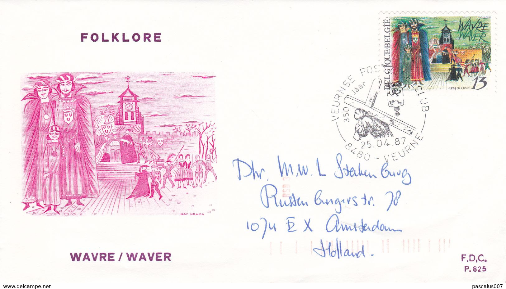 B01-376 1503 2249 2250 Carte Maxima 3x FDC P824 P825 Tourisme Wavre Waver 25-04-1987 8480 Veurne Furnes - 1981-1990