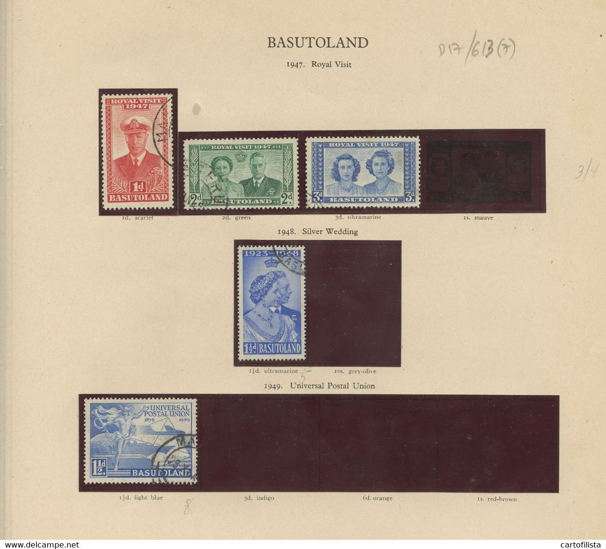 Used Stamps, Lot, BASUTOLAND, Divers, Miscellaneous From 1933 To 1966  (Lot 613) - 7 Scans - Other & Unclassified