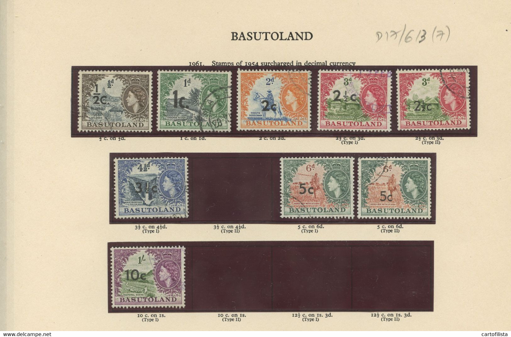 Used Stamps, Lot, BASUTOLAND, Divers, Miscellaneous From 1933 To 1966  (Lot 613) - 7 Scans - Other & Unclassified