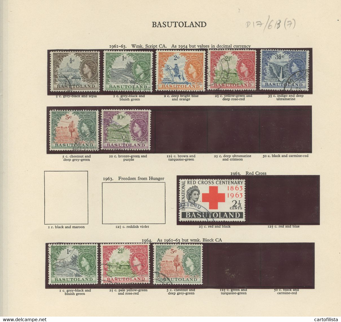 Used Stamps, Lot, BASUTOLAND, Divers, Miscellaneous from 1933 to 1966  (Lot 613) - 7 scans