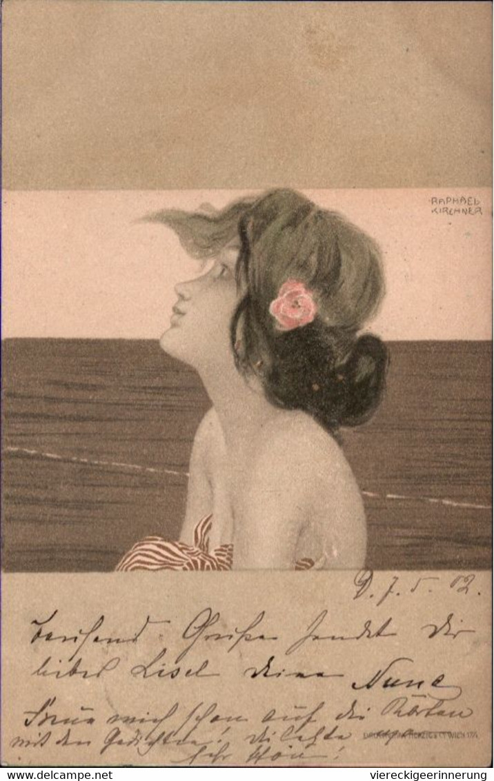 ! Schöne Künstlerkarte Ansichtskarte Raphael Kirchner, Jugendstil, Art Nouveau, Artist, Femme, Danzig, 1912 - Kirchner, Raphael