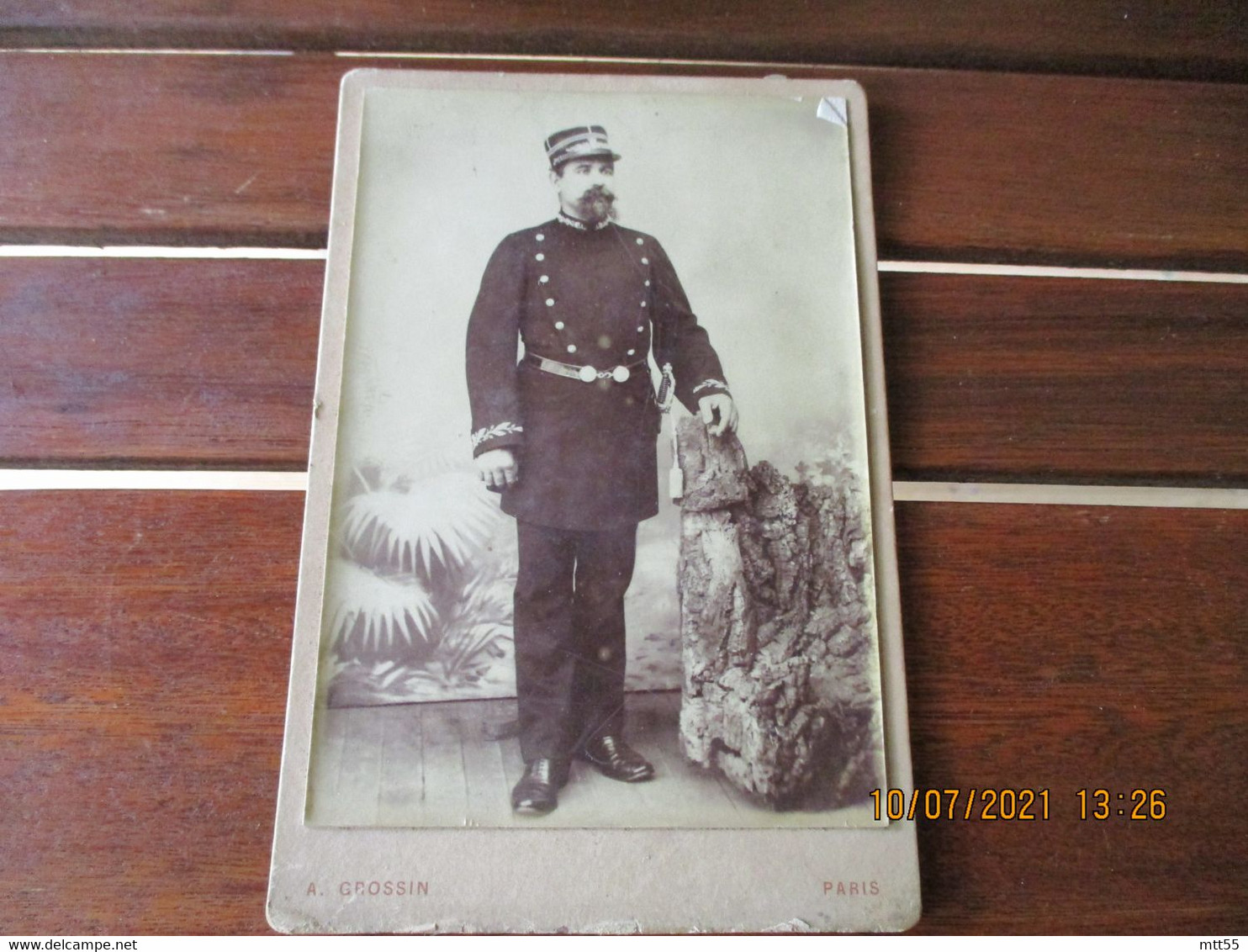 Grossin  Paris Cliche Photo Cdv Portrait Militaire Homme Uniforme - Personnes Anonymes