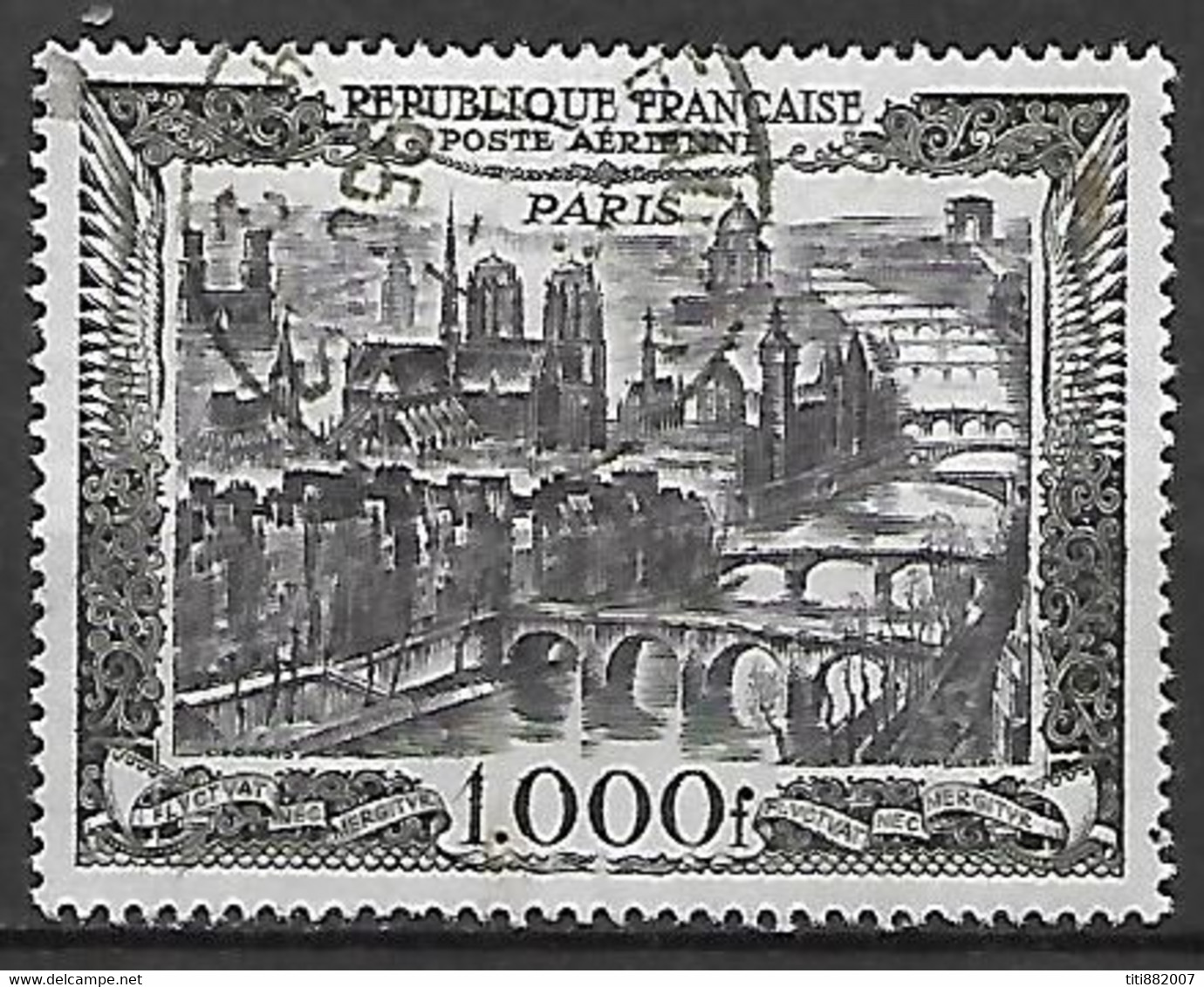 FRANCE  -   Poste Aérienne  -  1950 . Y&T N° 29 Oblitéré.  Vue De Paris - 1927-1959 Usati