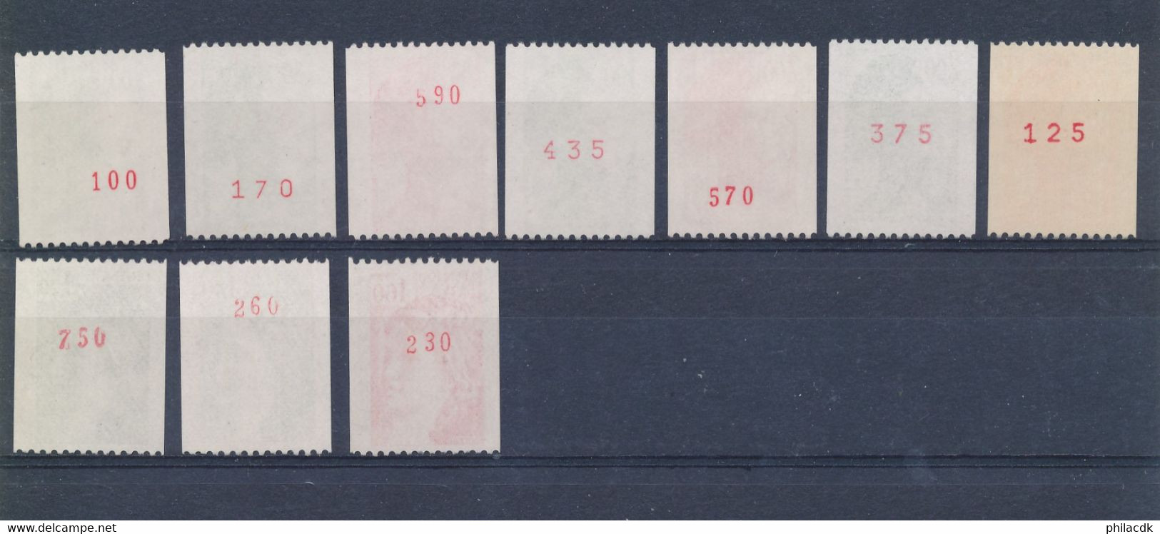 FRANCE - LOT DE 10 TIMBRES AVEC NUMERO ROUGE AU VERSO NEUFS** SANS CHARNIERE - Collezioni