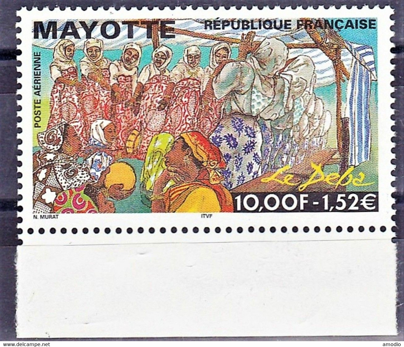 Mayotte - 10% YT PA 4 Costume Local N** MNH - Airmail