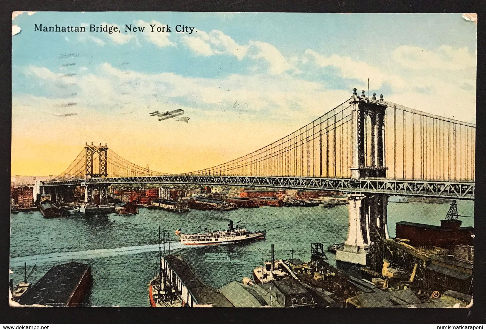 Manhattan Bridge New York City  VIAGGIATA  1921 Francobollo Asportato CODICE C.3227 - Union Square