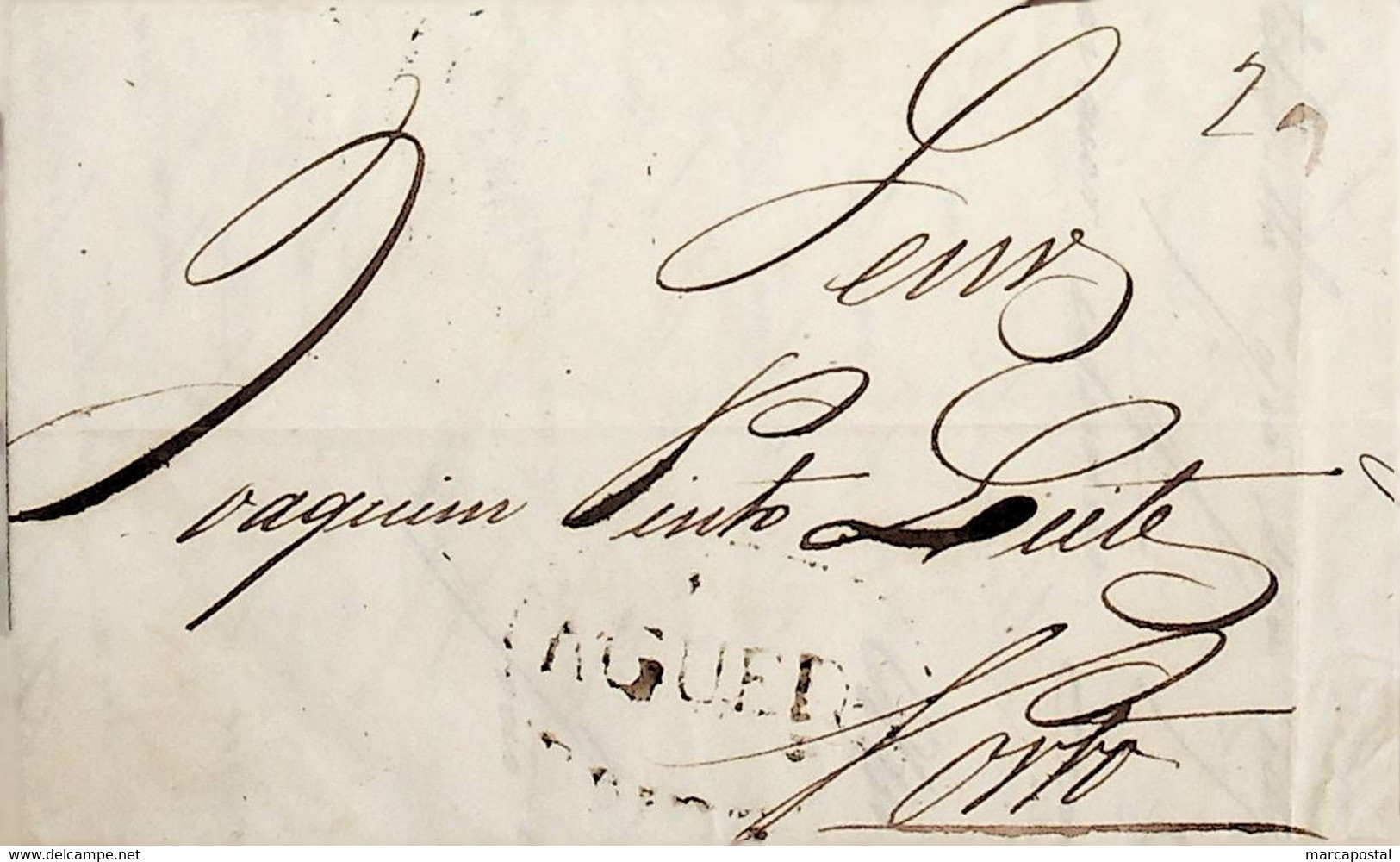 1846 Portugal Pré-Filatelia AGD 3 «AGUEDA» Sépia - ...-1853 Prefilatelia