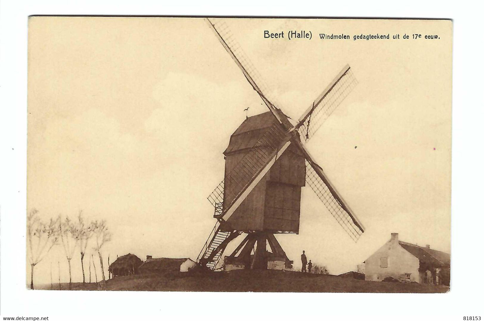 Beert (Halle)  Windmolen Gedagtekend Uit De 17° Eeuw   Uitg.:F Detobel ,Beert - Pepingen