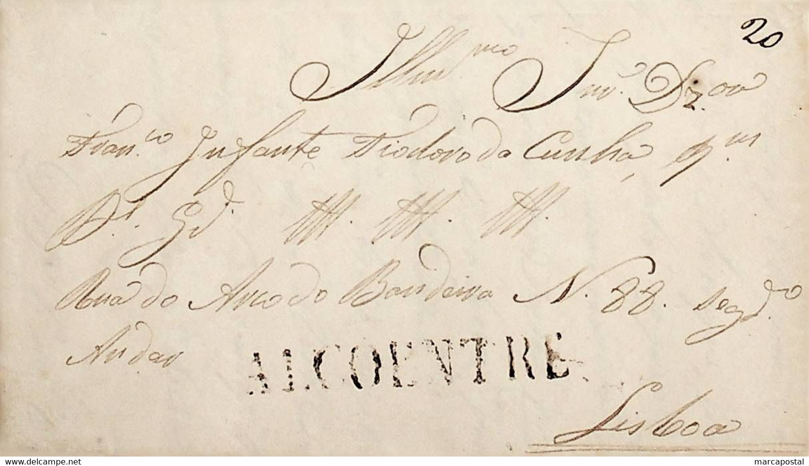 1836 Portugal Pré-Filatelia ALC 2 «ALCOENTRE» Sépia - ...-1853 Prefilatelia