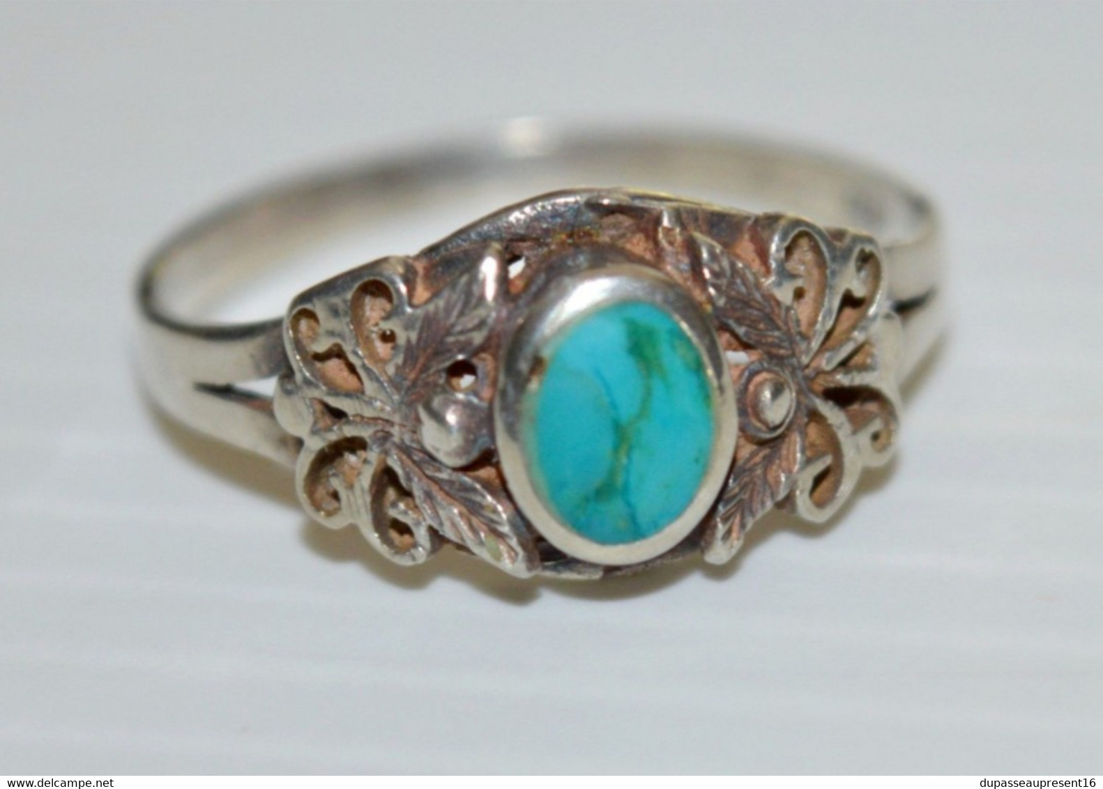 JOLIE BAGUE ARGENT ANCIENNE Poinçon 925e & TURQUOISE Fond De Stock Bijoutier XXe Collection Bijou Ancien - Bagues